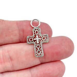 Vintage Sterling Silver 925 Ornate Filigree Cross Pendant